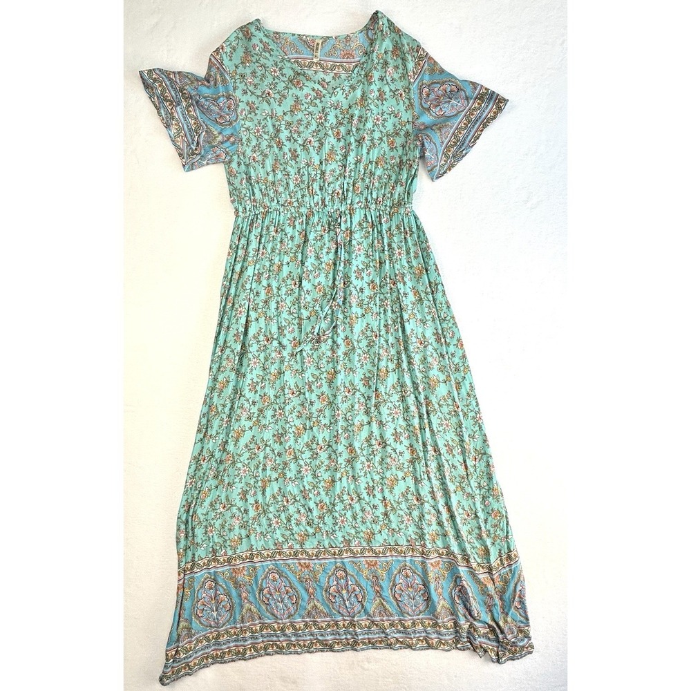 Lot Of 4 Maxi Dresses XL Blue Green Vacation Resort Cruise Comfort Tropical - Picture 2 of 11